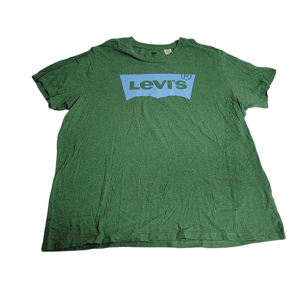 Levis‎ Mens XXL Green Heathered Batwing Logo Graphic Short Sleeve T-Shirt Cotton